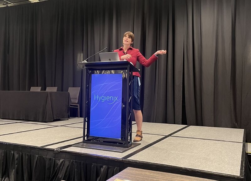 Heidi Beatty speaking at the Hygienix 2024 podium