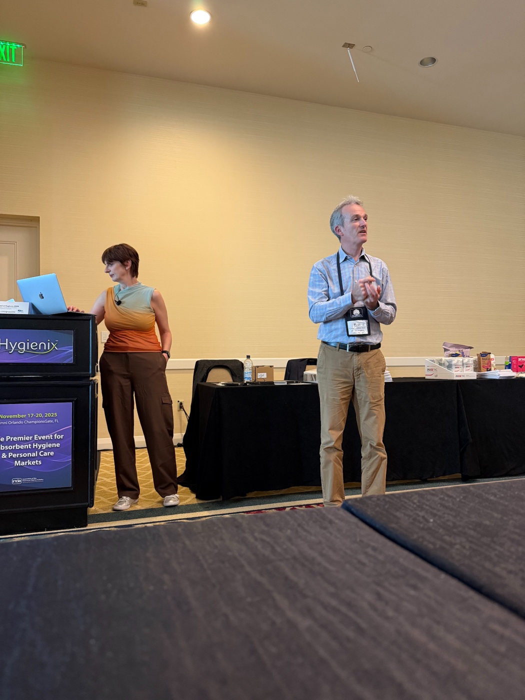 Paul Davies and Heidi Beatty teaching the Period Innovation Workshop at Hygienix 2025