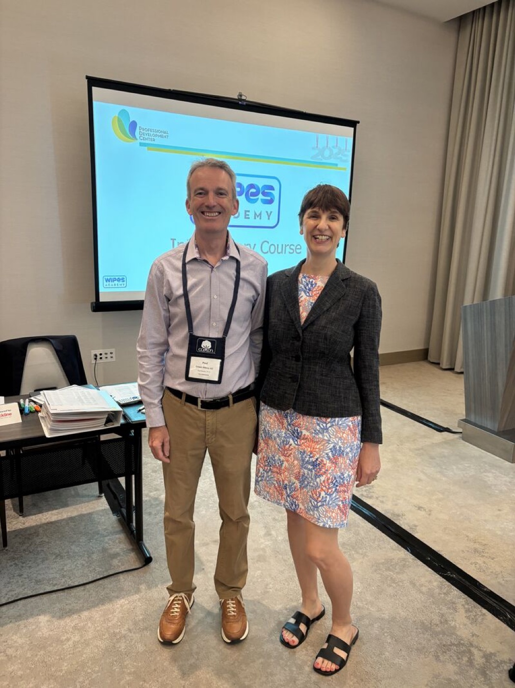Paul Davies and Heidi Beatty at the Wipes Academy training course at World of Wipes 2025